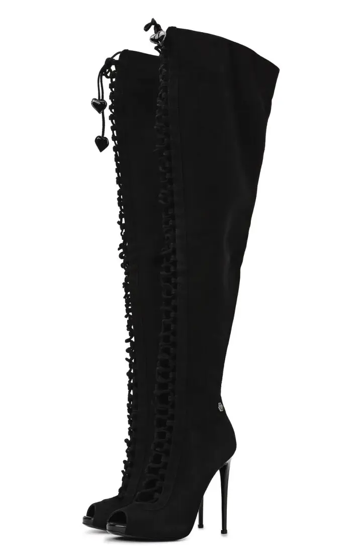 PHILIPP PLEIN Ботфорты женские, замшевые