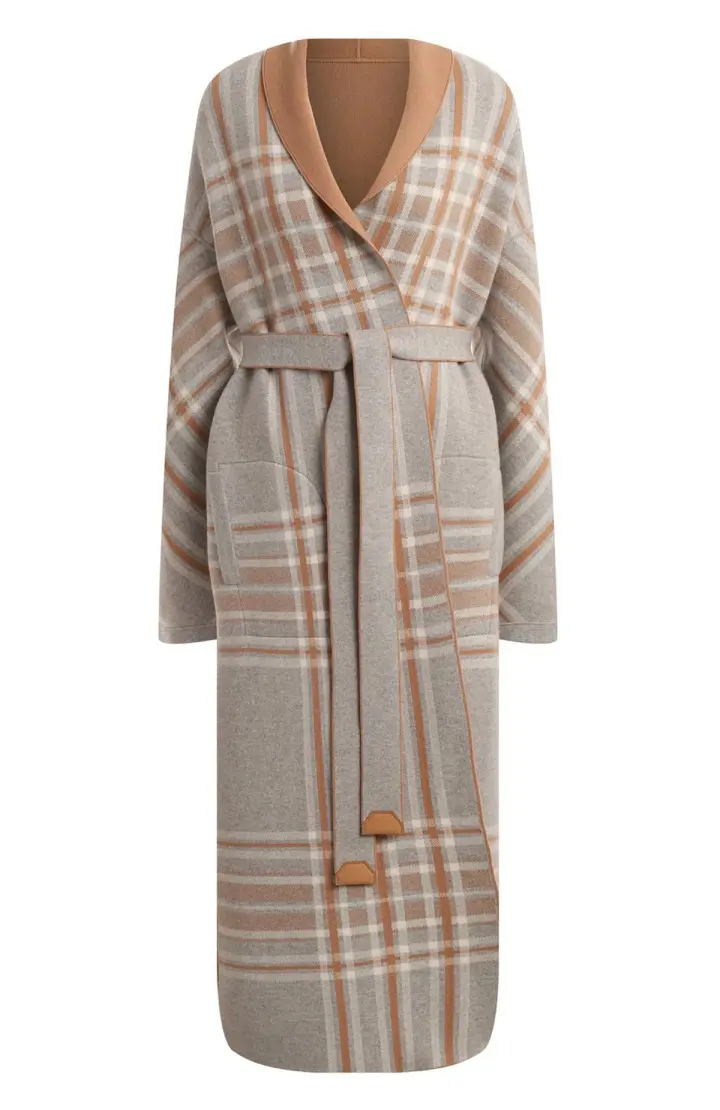  Кашемировое пальто с ремнем