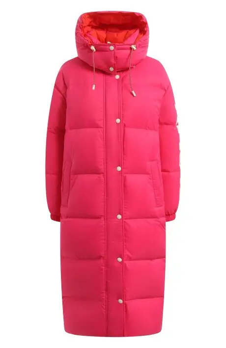 YVES SALOMON Пуховик с капюшоном длинный двусторонний