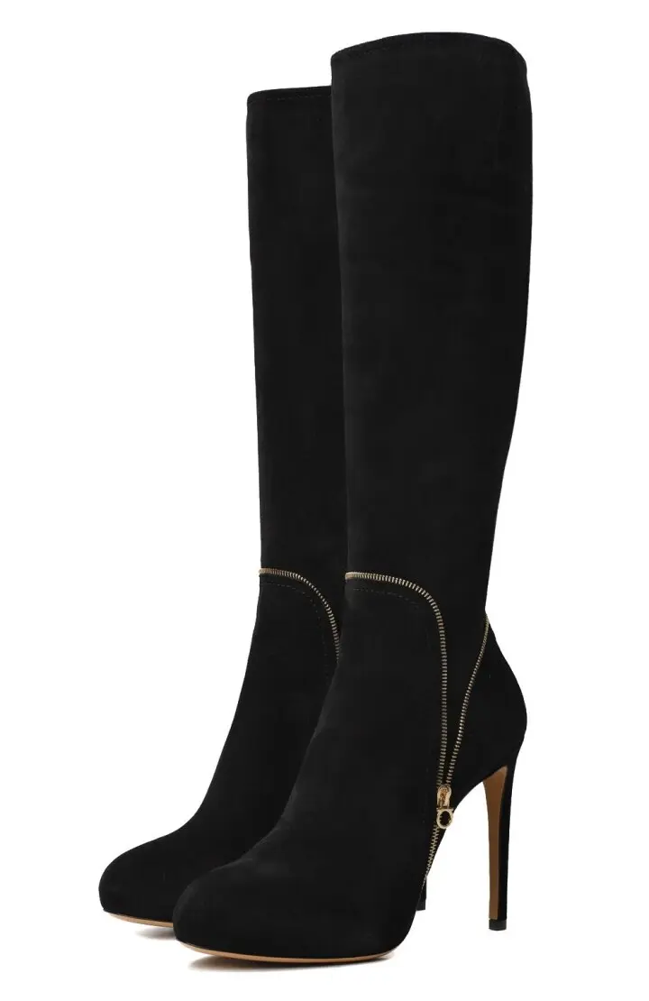  Сапоги женские, замша отд молния