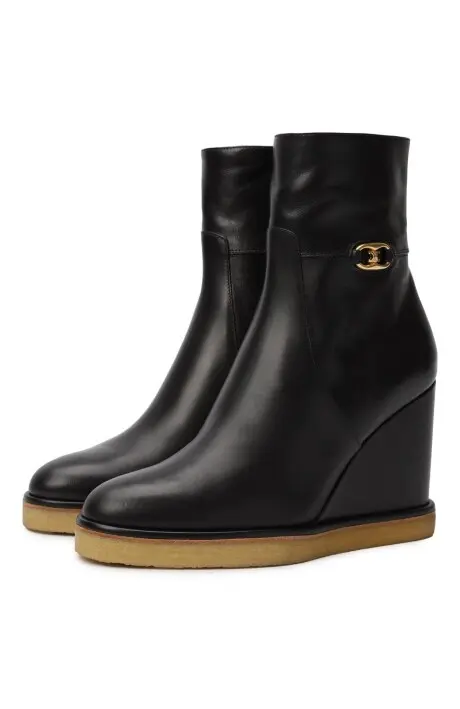 CELINE Ботильоны на танкетке из телячьей кожи