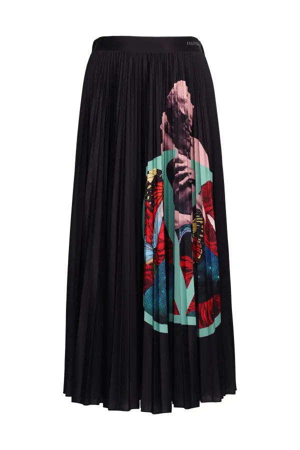 VALENTINO Юбка женская плиссе принт любовники