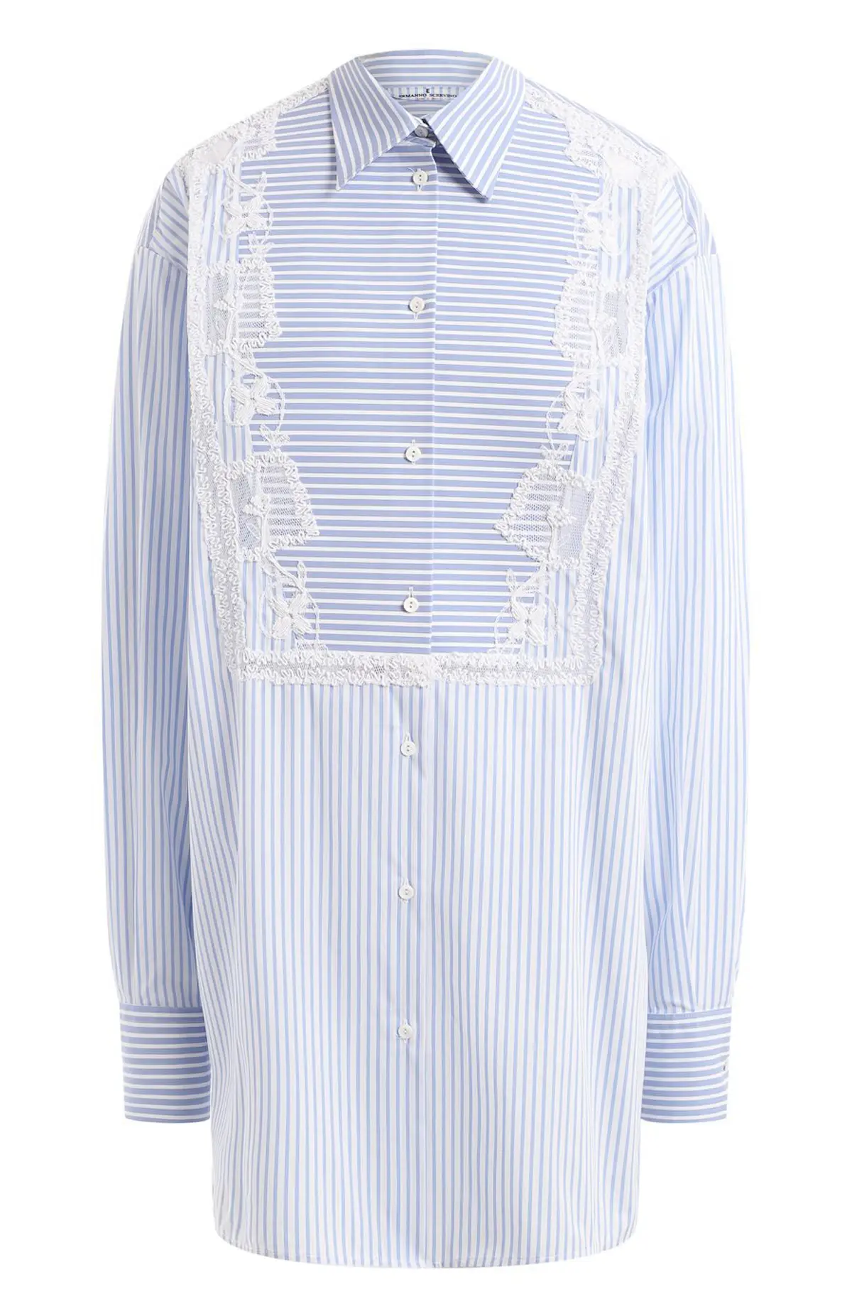 Ermanno Scervino Рубашка женская, в полоску, кружевные вставки