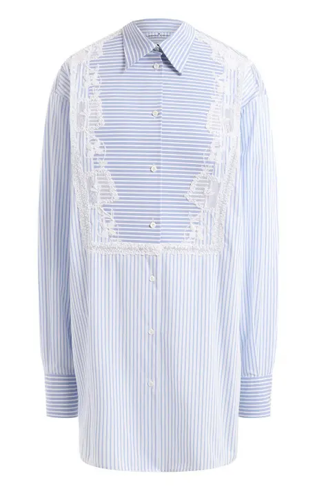 Ermanno Scervino Рубашка женская, в полоску, кружевные вставки