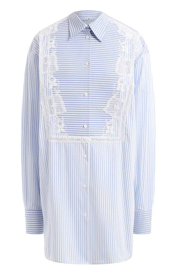 Ermanno Scervino Рубашка женская, в полоску, кружевные вставки