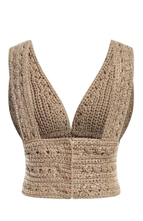 ERMANO Топ женский вязанный, стразы