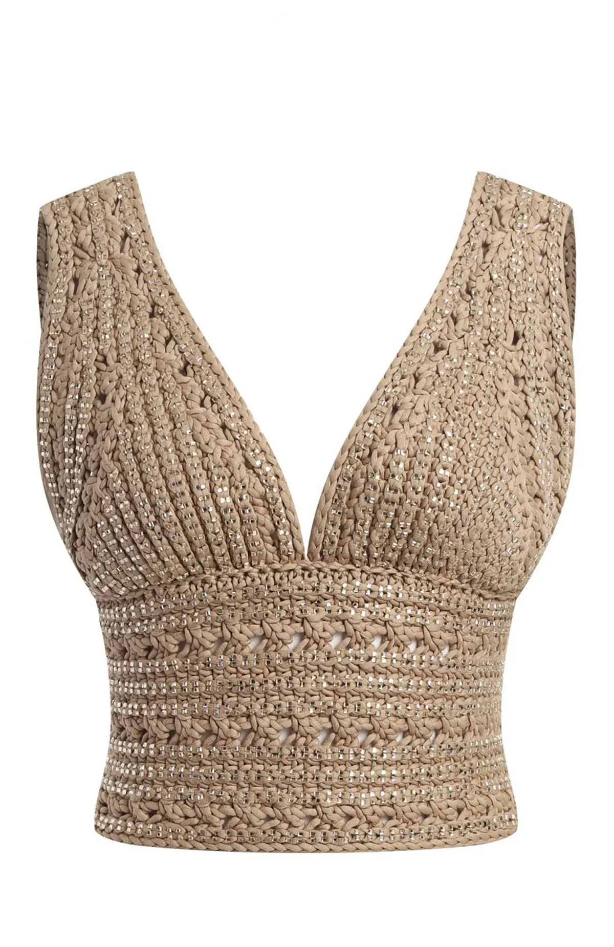 ERMANO Топ женский вязанный, стразы