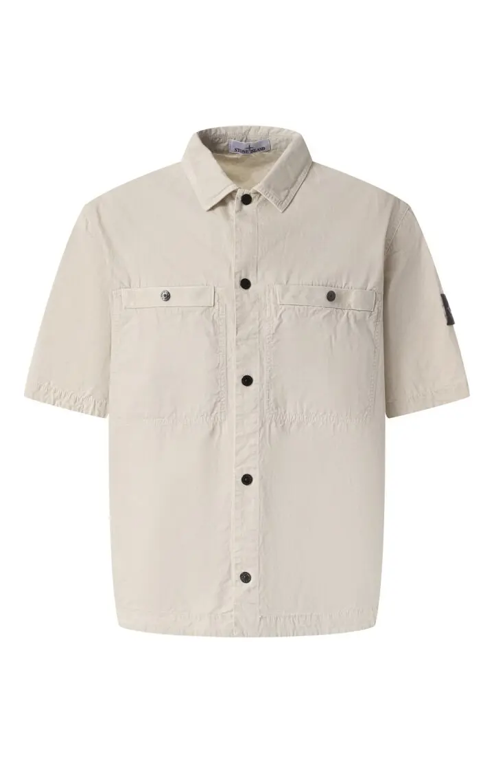 STONE ISLAND Рубашка мужская, короткий рукав, карманы