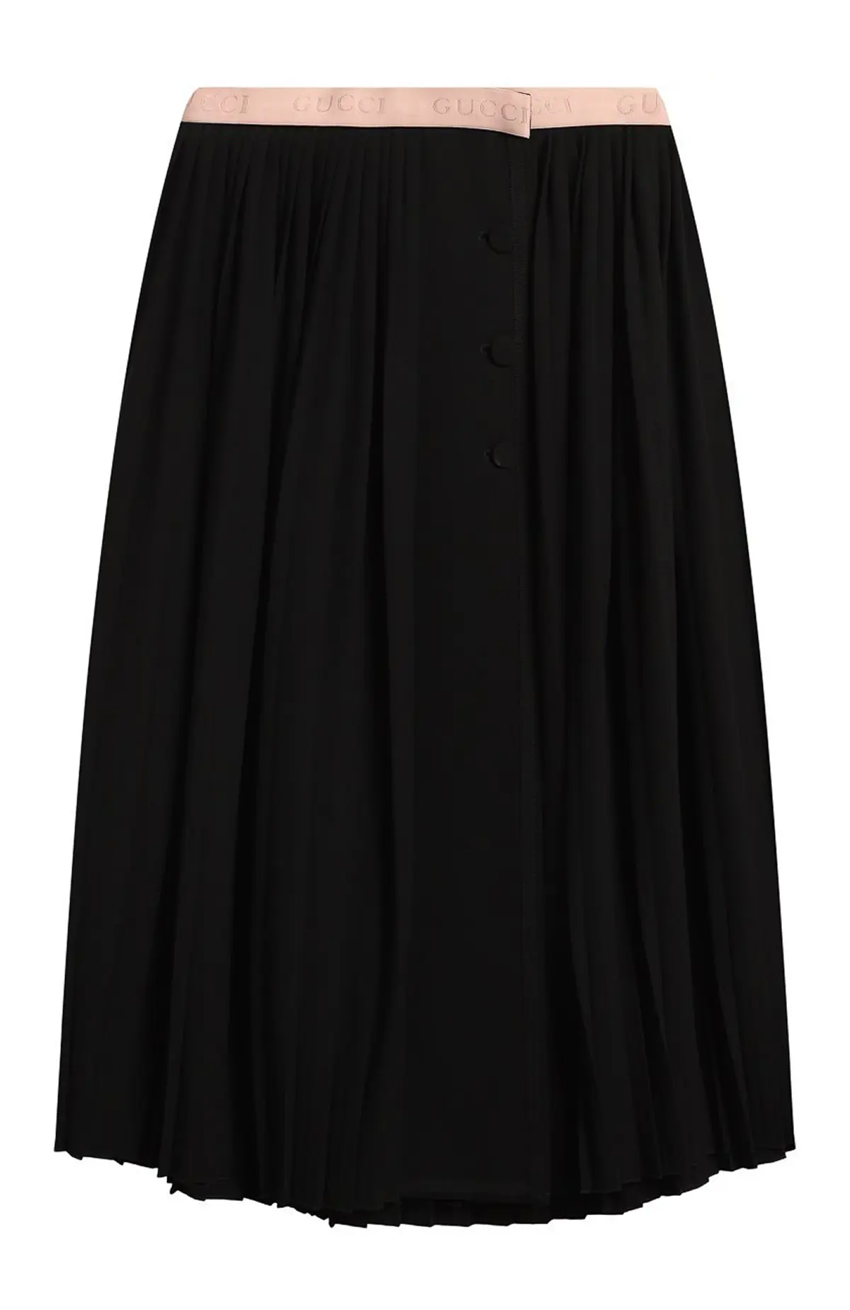GUCCI Юбка из черного шерстяного джерси со светло-розовой эластичной лентой