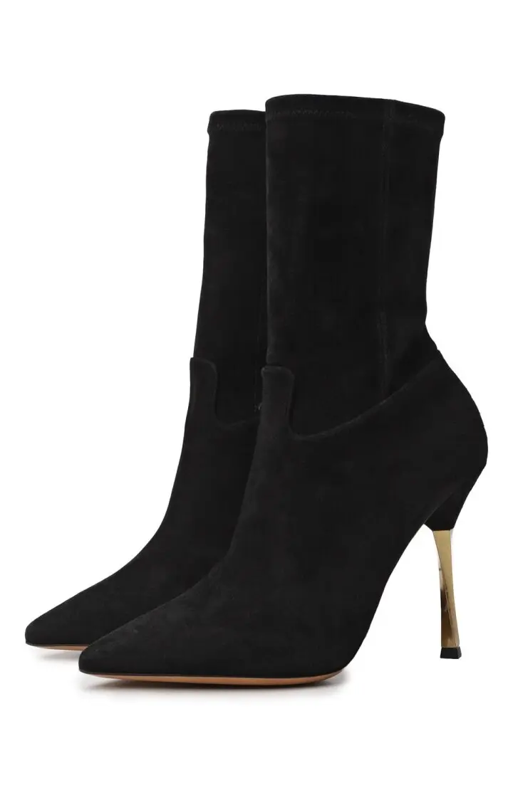 VALENTINO Ботильоны женские, замшевые с металлическим каблуком