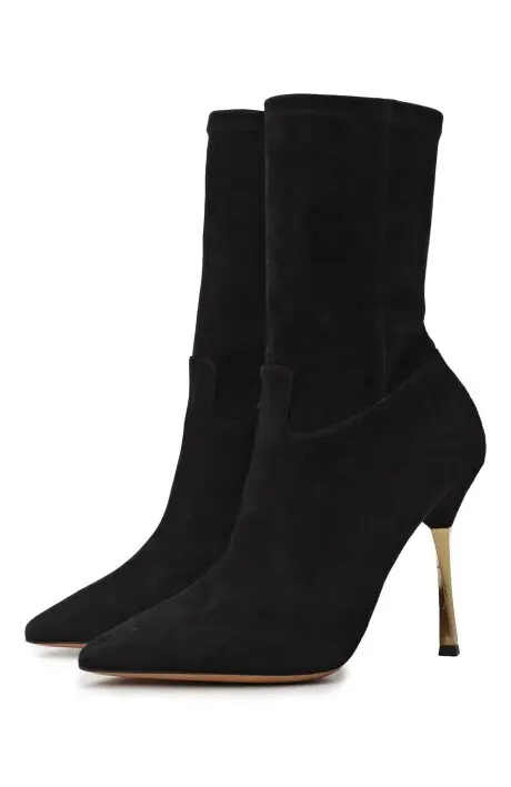 VALENTINO Ботильоны женские, замшевые с металлическим каблуком