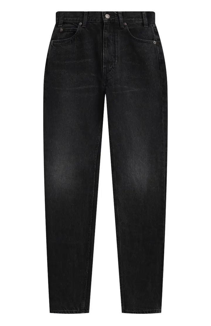 CELINE Облегающие джинсы со средней посадкой из винтажного черного денима