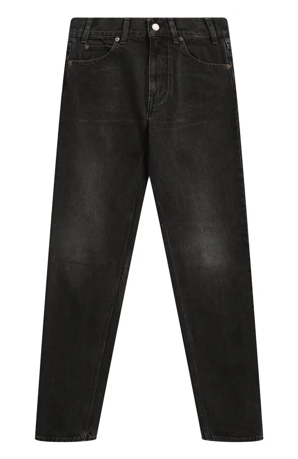 CELINE Облегающие джинсы со средней посадкой из винтажного черного денима