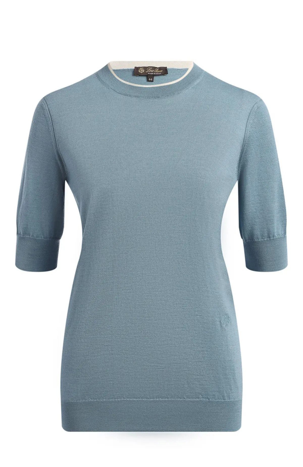  Свитер с круглым вырезом с короткими рукавами из шелка и кашемира