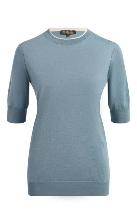 Loro Piana Свитер с круглым вырезом с короткими рукавами из шелка и кашемира