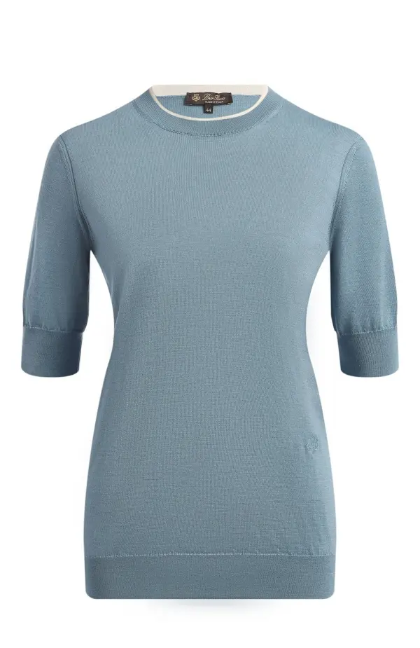 Loro Piana Свитер с круглым вырезом с короткими рукавами из шелка и кашемира