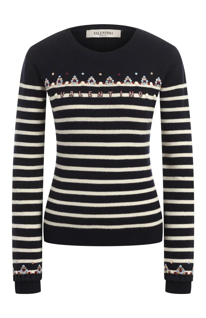 VALENTINO Шерстяной свитер с вышивкой