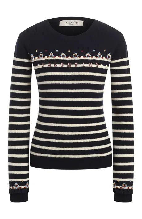 VALENTINO Шерстяной свитер с вышивкой