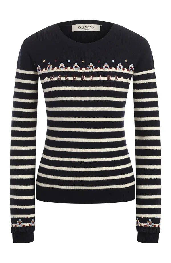 VALENTINO Шерстяной свитер с вышивкой