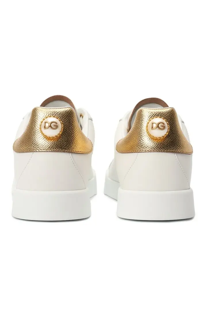 DOLCE & GABBANA Кеды женские с золотым декором