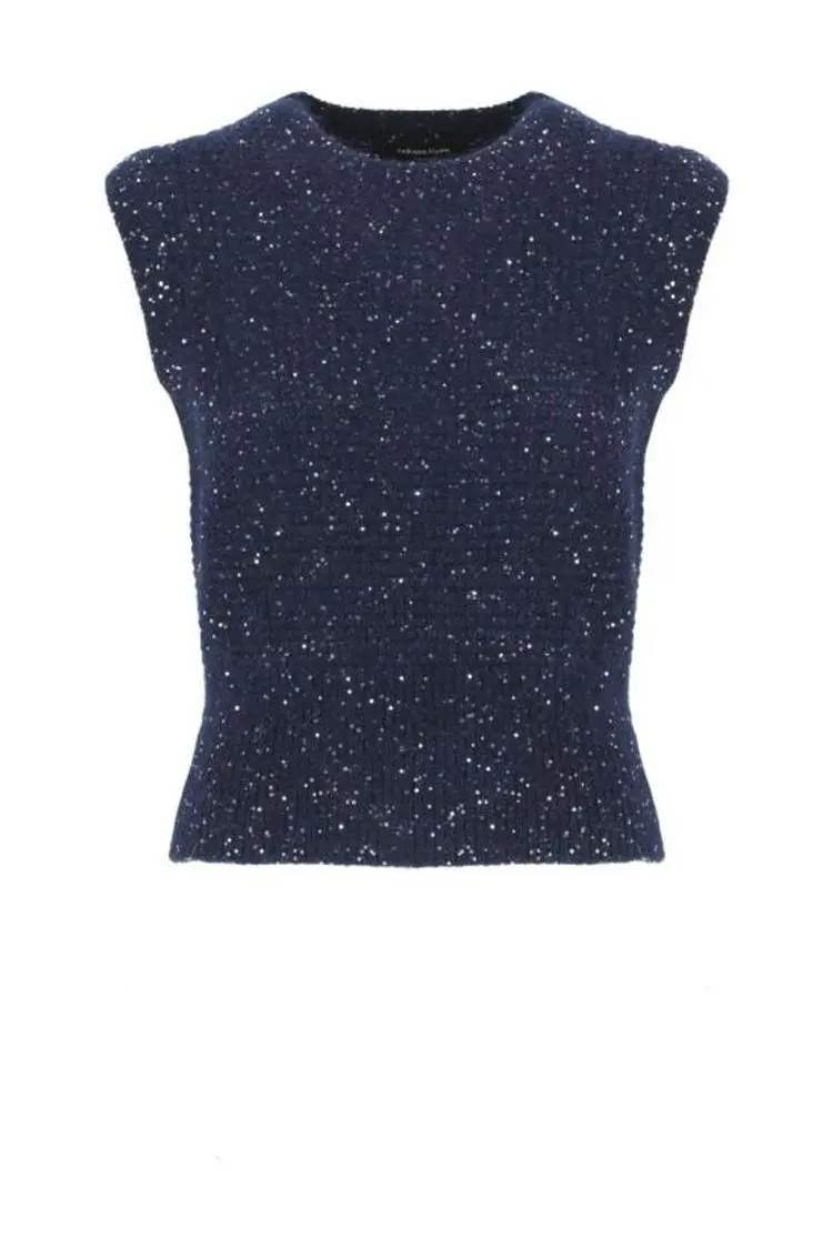 Топ женский, трикотажный, микропайетки