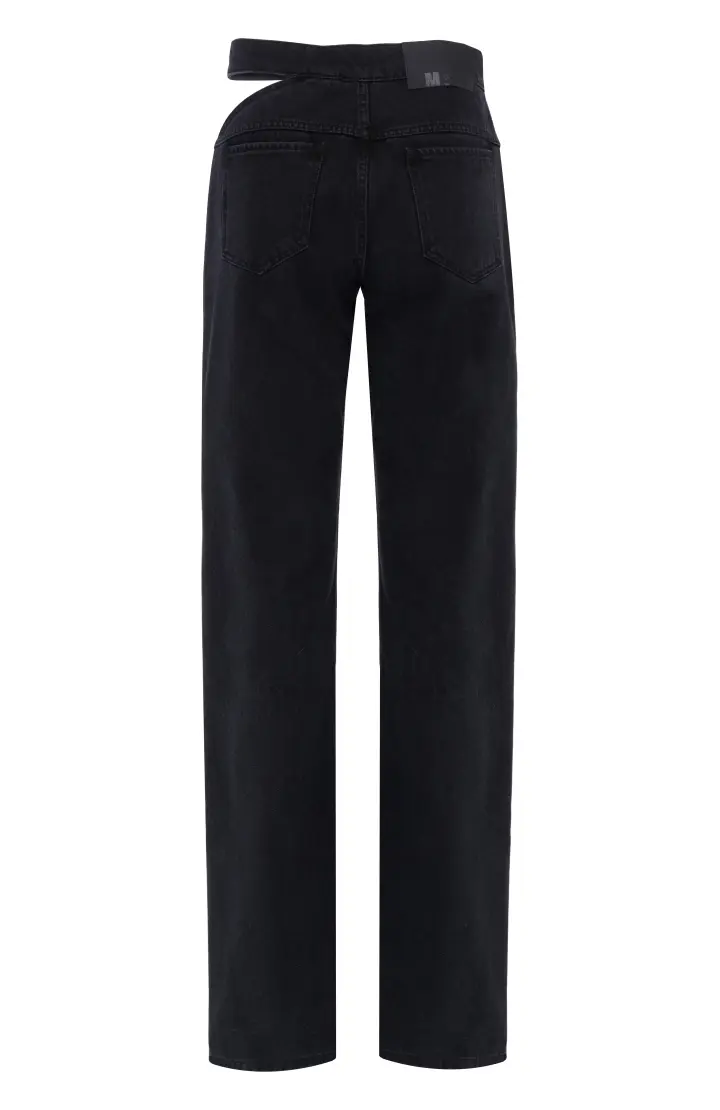 Джинсы женские, фигурный вырез под поясом