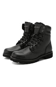 DOLCE & GABBANA Кожаные ботинки с меховой отделкой для мальчика