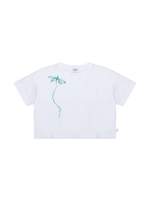 IL GUFO Футболка для девочки, укороченная, принт цветок