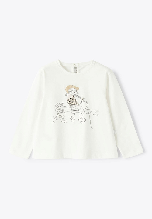 IL GUFO Лонгслив для девочек, принт "девочка-ковбой"