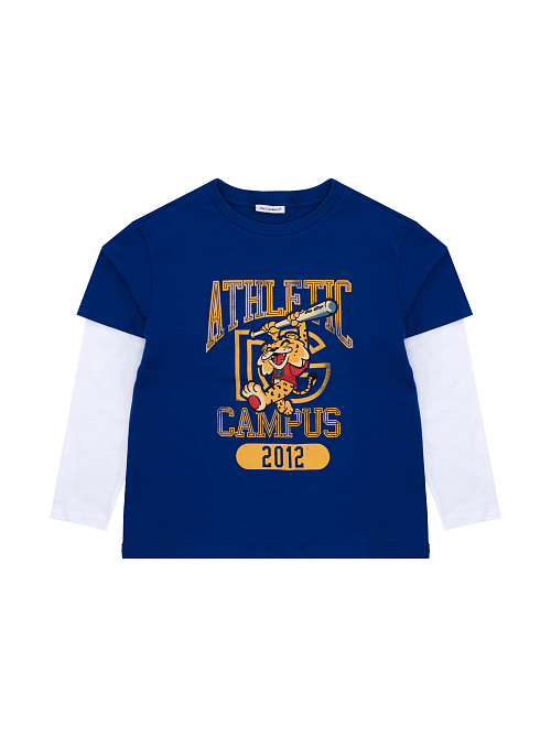 DOLCE & GABBANA Лонгслив для мальчика, эффект многослойности, принт "атлет"