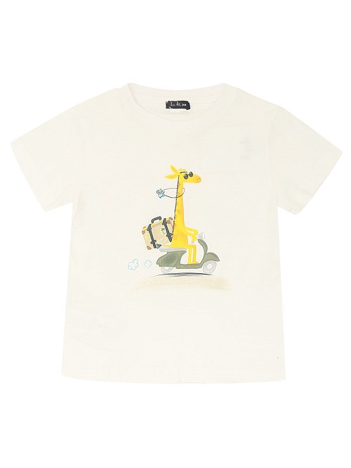 IL GUFO Футболка для мальчика, принт жирафик на мопеде