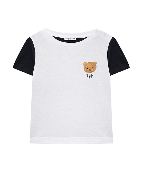 IL GUFO Футболка для мальчика, двухцветная, мишка