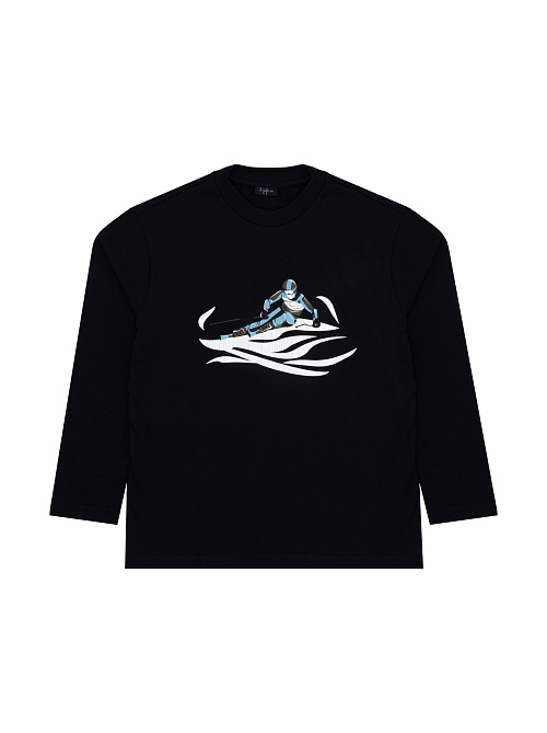 IL GUFO Лонгслив для мальчика принт "лыжник"