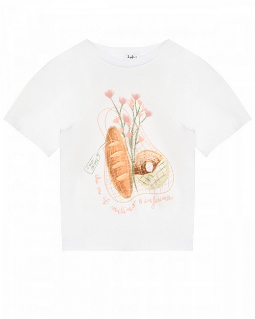 IL GUFO Футболка для девочки, принт авоська с хлебом