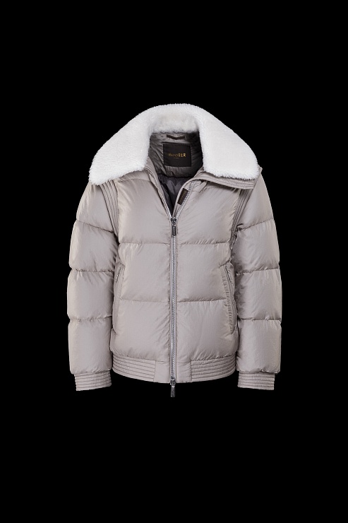 MOORER Куртка женская, сьемные рукава, ворот овчина