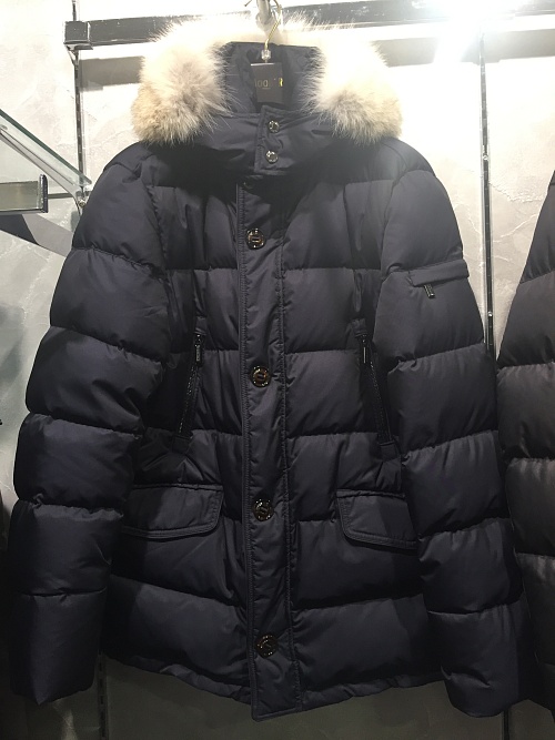 MOORER Пуховик мужской, мех кайот