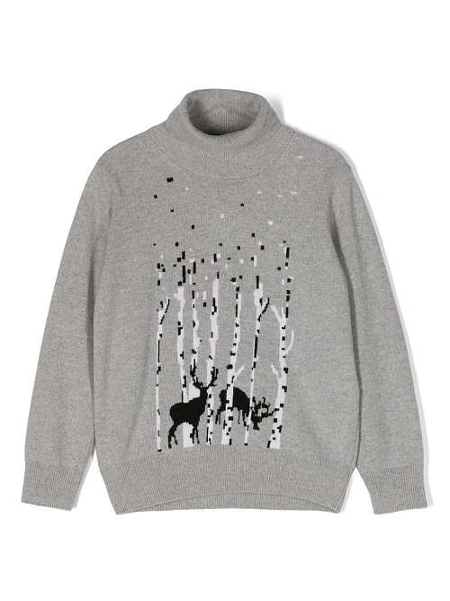 IL GUFO Водолазка для мальчика, принт березовый лес