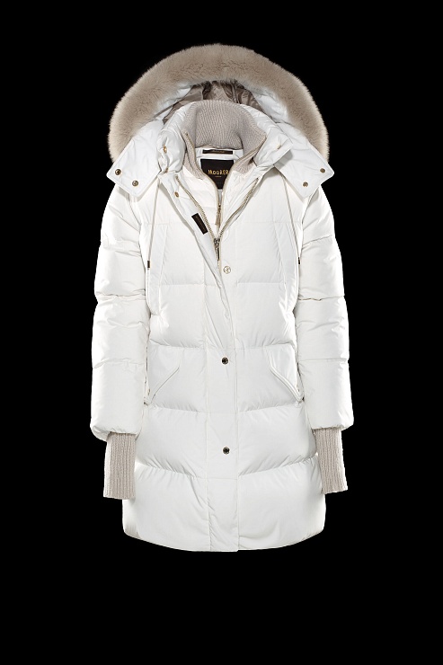 MOORER Пуховик женский, съемные манжеты, капюшон мех лисы